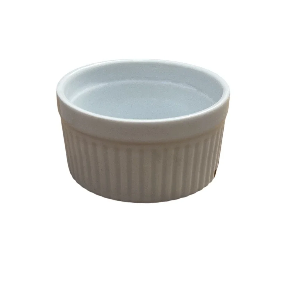 HIC Earthenware White Ramekins Set of 2‎ Souffle Custard Baking Bowls Oven Safe